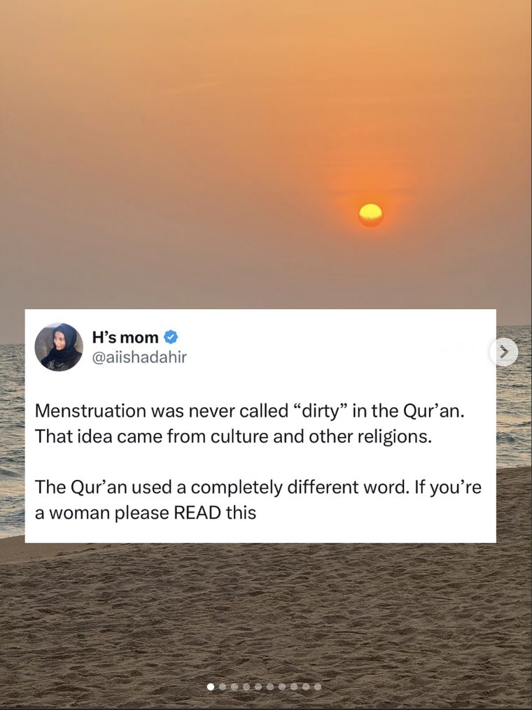 The Qur'an never called menstruation dirty. It called it adha — discomfort, difficulty, mercy-worthy strain. That idea came from culture and other religions.