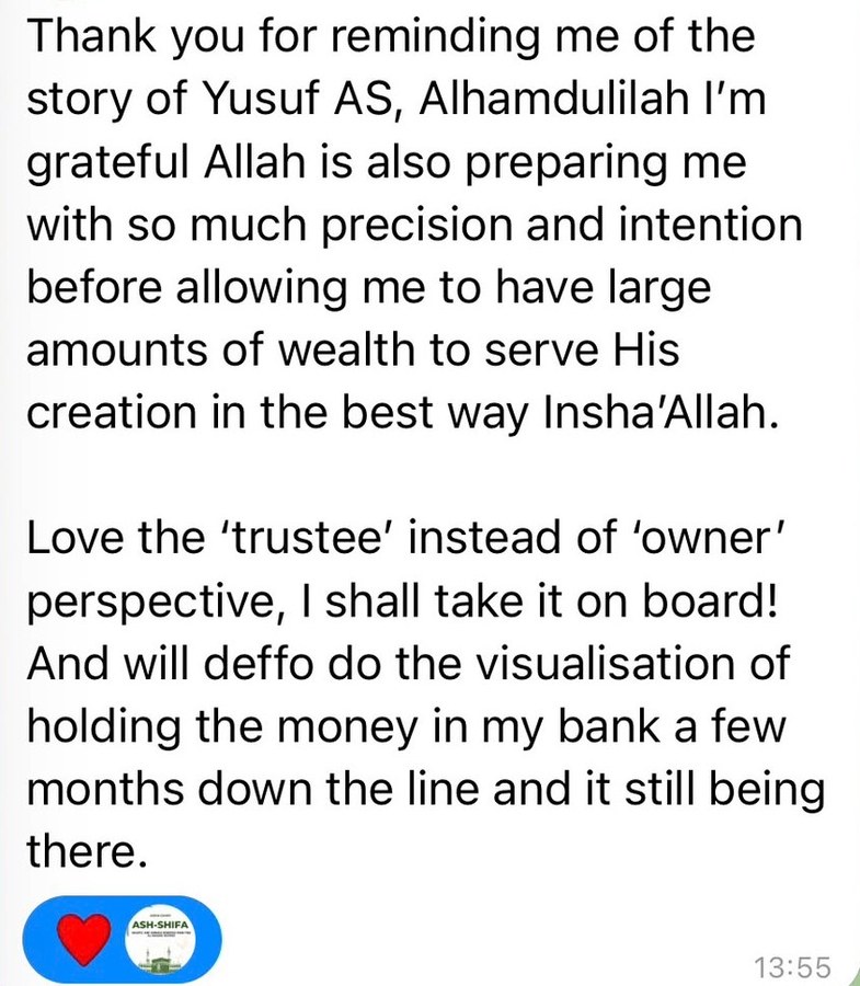 Message from a reader, via Ash-Shifa community