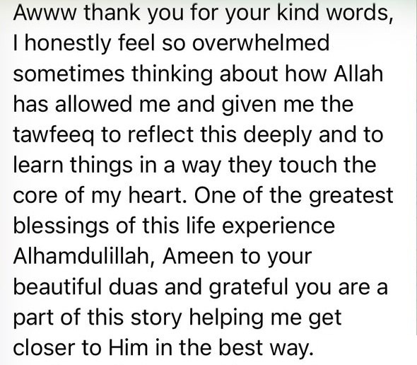 Message from a reader, via Ash-Shifa community